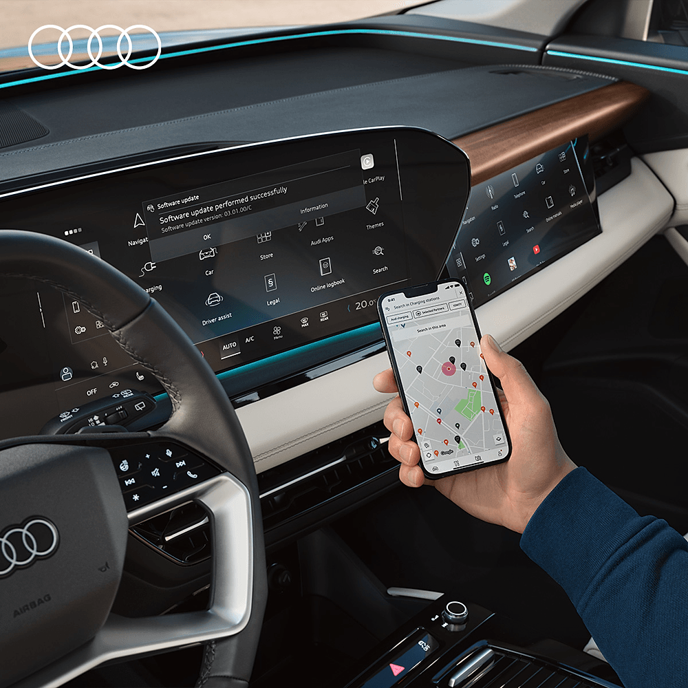 grå blå audi q6 e-tron