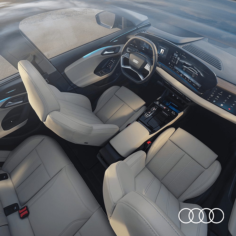 grå blå audi q6 e-tron interiör