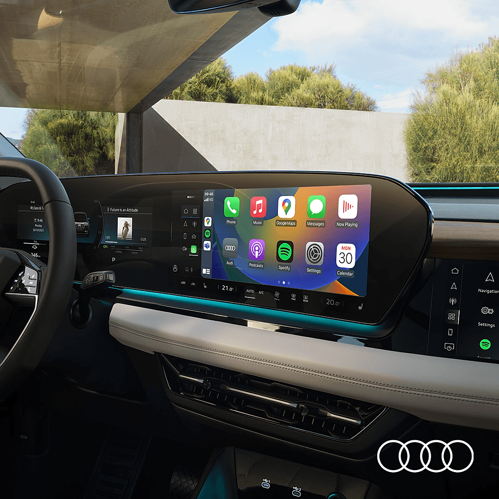 grå blå audi q6 e-tron interiör